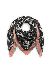 Thumbnail for CODELLO women's reversible jacquard scarf made of viscose with a script pattern on sale