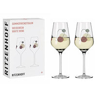 Thumbnail for RITZENHOFF 3611002 Weißweinglas 300 ml – Serie Sommerwendtraum Set Nr. 2 – 2 Stück mit Aquarellkreisen – Made in Germany, Beige, Rot, Grau im Sale