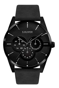 Thumbnail for s.Oliver Men's Multi Dial Quartz Watch with Leather Strap SO-3572- on Sale