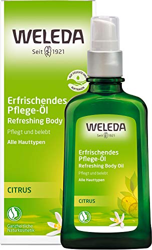 WELEDA Organic Citrus Refreshing Care Oil, invigorating and refreshing natural cosmetic body oil for the care and protection of dry skin, citrus body oil with a fresh scent (1 x 100 ml) on sale