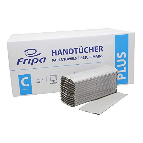 Fripa Papiertücher Plus: 1-lagig, 20x156 Tücher, 100% Recycling, C-Falz, reißfest, Naturfarbe im Sale