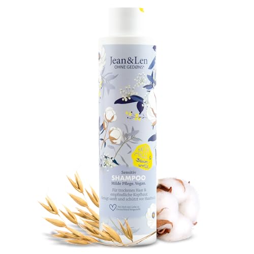 Jean &amp; Len Shampoo Sensitive Oat Milk &amp; Cotton, gently cleanses and protects against breakage, for dry hair and sensitive scalp, without parabens and silicones, vegan, 300 ml on sale