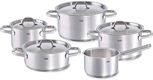 Fissler Family Line / Edelstahl-Topfset, 5-teilig, Kochtopf-Set , Töpfe mit Deckel, spülmaschinen-geeignet, Induktion, alle Herdarten (3 Kochtöpfe, 1 Bratentopf, 1 Stielkasserolle-deckellos) im Sale