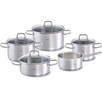Thumbnail for Fissler Viseo / stainless steel pot set, 5-piece, cooking pot set, pots with glass lids, induction, all stove types (3 cooking pots, 1 stewing pot, 1 saucepan without lid) on sale