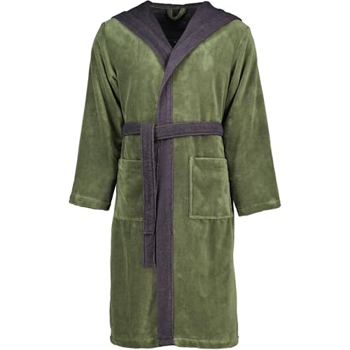 Vossen Bademäntel unisex Kapuze Poppy mud green/anthrazit - 0032 im Sale