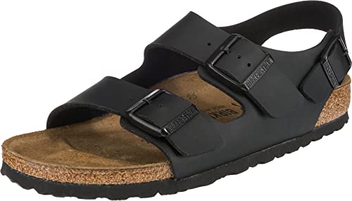 Birkenstock Unisex Milano Knöchelriemchen, Schwarz Schwarz, 35 im Sale