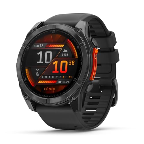 Garmin fēnix 8 51mm – hochwertige Multisport-Smartwatch mit 1,4 AMOLED Touch-/Tastendisplay, Taschenlampe, TOPO-Karten, über 80 vorinstallierte Sport-Apps, Telefonie, Music Pay im Sale