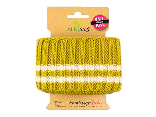 Albstoffe Cuff Me Cozy Stripes Bliss Bündchen senf-meringa im Sale