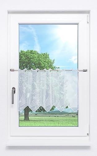Plauener Spitze Scheibengardine Wabenmuster (Bx H) 97.80cm * 40cm Weiß/reinweiß im Sale