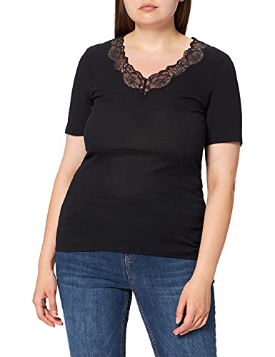 HANRO Women's Lace Delight 1/2 Sleeve T-Shirt, Black (Black 0019), (Manufacturer size: XS) on sale