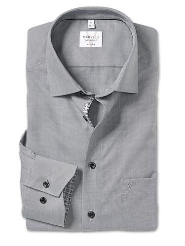 Marvelis Herren Oberhemd Langarm Non-Iron-Modern-Fit,Einfarbig,13 New Kent,Mammut 66,43 im Sale