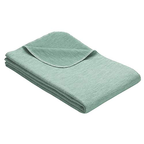 Ibena Lausanne Kinderdecke 70x100 cm - Babydecke türkis aus Biobaumwolle, Baumwolldecke für Babys angenehm leicht und kuschelig, Made in Germany im Sale