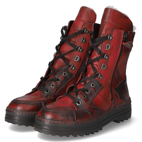 Krisbut Damen Schnürstiefeletten/Winterstiefeletten Rot Glattleder, im Sale