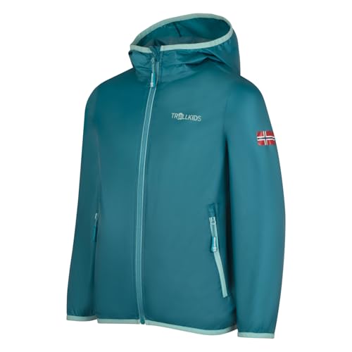 Trollkids Kinder Regenjacke Trolltunga, Teal-Blau/Wasserblau, im Sale