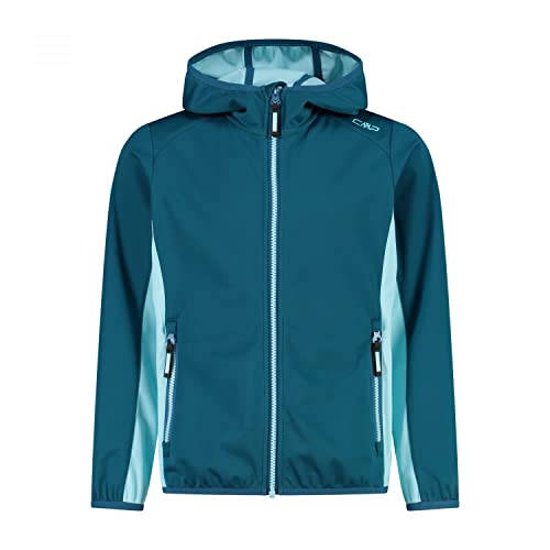 CMP Unisex Kinder Leichte Softshelljacke für Kinder mit Fester Kapuze Jacke Kokon-Mantel, Tiefes Seewasser, 152 im Sale
