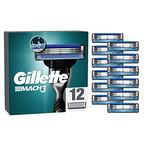 Gillette Mach3 Rasierklingen für Rasierer, 12 Ersatzklingen für Nassrasierer Herren mit 3-fach Klinge im Sale