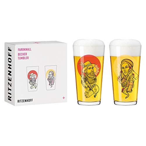 RITZENHOFF 3491002 Becher 400 ml - 2er Set - Serie Farbknall Set Nr. 2, 2 Stück mit Waldillustration - Made in Germany im Sale