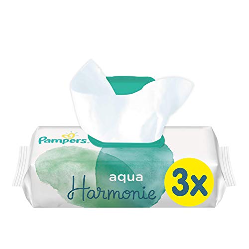 Pampers Aqua Harmonie Reinigungstücher, aus 99% reinem Wasser und ohne Duft und Alkohol, 2 x 3 x 48 Tücher (insgesamt 288 Tücher)