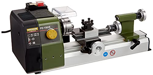 PROXXON Precision Lathe FD 150/E, precision lathe with 2-stage belt drive, speed control, spindle speeds up to 5,000 rpm, Item No. 24150 on sale