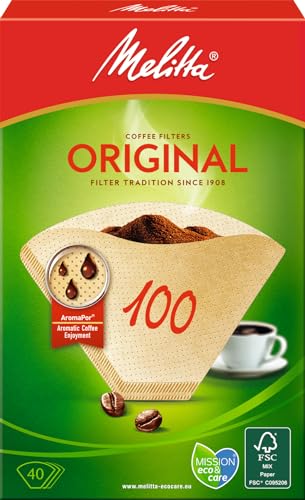Melitta filter bags 100, Aromapor paper, natural brown, (40 pieces) 1-pack, compatible with coffee makers on sale