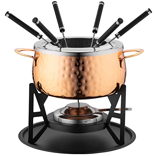 MÄSER 931931 Fondue Set for 6 people, ideal for meat fondue, 11-piece fondue set in copper including fondue forks and fondue burner, in a pretty gift box, stainless steel, 2 liters on sale