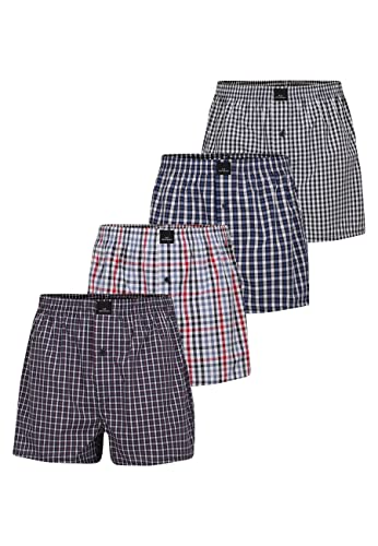 Götzburg Men's 4-pack American Boxer Shorts 100% Woven Cotton (as3, Alpha, x_l, blue-dark check) on sale