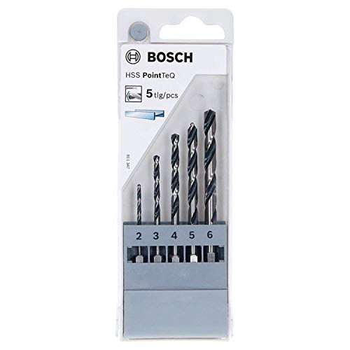 Bosch Professional 5-tlg. PointTeQ Sechskantbohrer-Set (für Metall, Ø: 2-6 mm, Arbeitslänge: 24-57 mm, Gesamtlänge: 60-98 mm, ¼-Sechskantschaft, Zubehör für Schlagschrauber und Bohrschrauber) im Sale