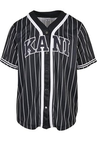 Thumbnail for Karl Kani Herren KM221-115-1 Serif Pinstripe Baseball Shirt Black im Sale