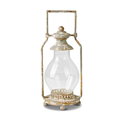 Loberon Laterne UDA, handgearbeitetes Antik-Finish, romantischer Look, perfekt für Kerzen und LED-Lichter, Outdoor Laterne, Eisen, Glas, antikgrau/klar im Sale