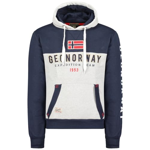 Geographical Norway - Men's long-sleeved hoodie, model Ferato, grey melange, large on sale