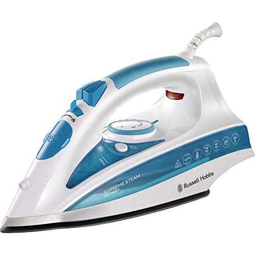Russell Hobbs Dampfbügeleisen [2600W, 210 g Extra-Dampfstoß] Bügeleisen (300ml Wassertank, Keramik-Bügelsohle, Selbstreinigungs- & Sprühwasserfunktion, Antikalk, Tropfstopp, 70 g/min Dampf) 20562-56 im Sale