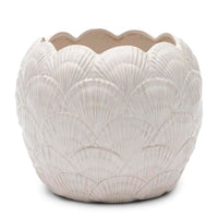 Thumbnail for Riviera Maison flowerpot ceramic white and round diameter 24 cm, clay pot for houseplant with shell pattern - Shell Planter - (ØxH) 24x20 on sale