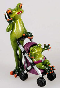 Thumbnail for Formano frog with baby in buggy and mobile phone approx. 17 cm --- buggy purple on sale