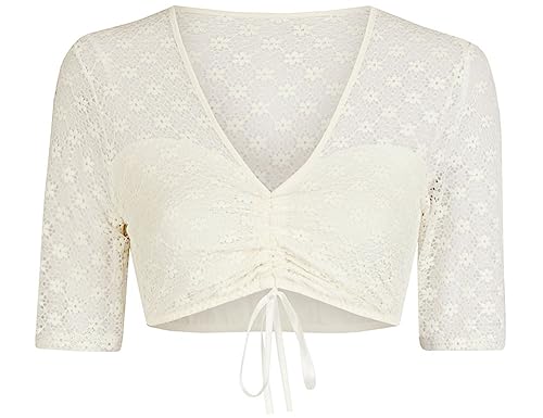 Nina von C. Dirndl blouse 16 463 963 0 lace | Women's dirndl blouse with V-neck and half sleeves, ecru | floral print, size 36