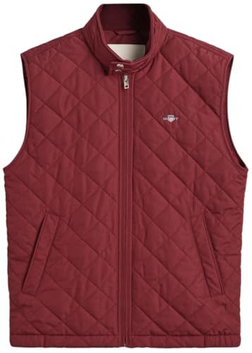 GANT Herren Quilted Windcheater Vest Weste, Wine RED, im Sale