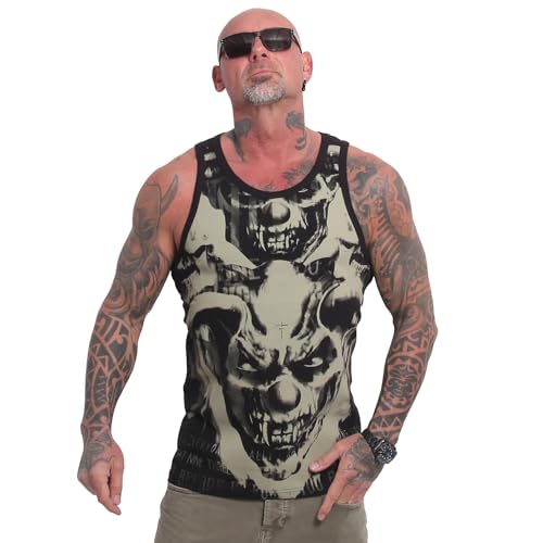Yakuza Herren Afraid V02 Allover Slim Tanktop, Schwarz, im Sale
