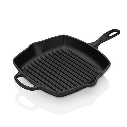 Le Creuset Signature Cast Iron Grill Pan, Square, 26 cm, Suitable for all hob types including induction, 2.86 kg, Matte Black, 20183260000422 on Sale