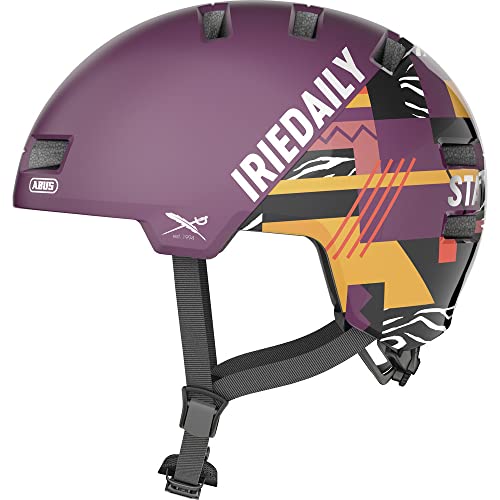ABUS City Helmet Skurb ACE - Stylish bicycle helmet for everyday use, skating, BMX riding, or longboarding - Purple/Pattern, on sale