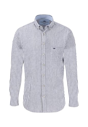 FYNCH-HATTON Hemd aus Leinen gestreift Navy/ im Sale