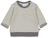 Thumbnail for Feetje Leicht wattierter Sweater in Offwhite/Grau gestreift mit Frontstick Hi Elephant* 1786 (68) im Sale