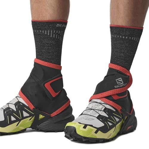 Salomon Trail Gaiters High Unisex Gamaschen Trail Running Wandern MTB Lauf, Leichte Handhabung, Haltbarkeit, Trail Running Wandern MTB Laufz, Schwarz, im Sale