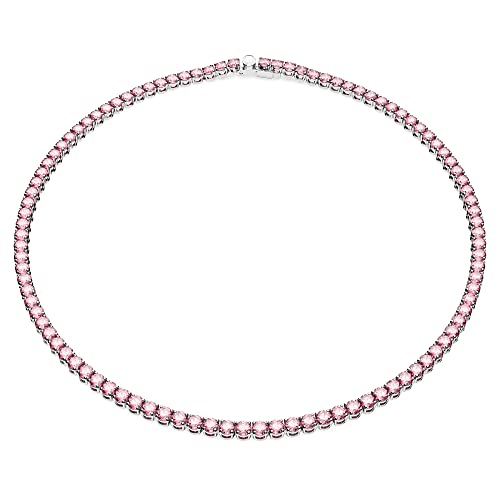 Swarovski Tennis Deluxe Necklace, Round, White, Gold-plated on Sale