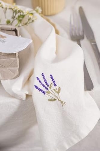 IB Laursen Stoffserviette Flora Butter cream m/Lavendel - B: L: 40 im Sale