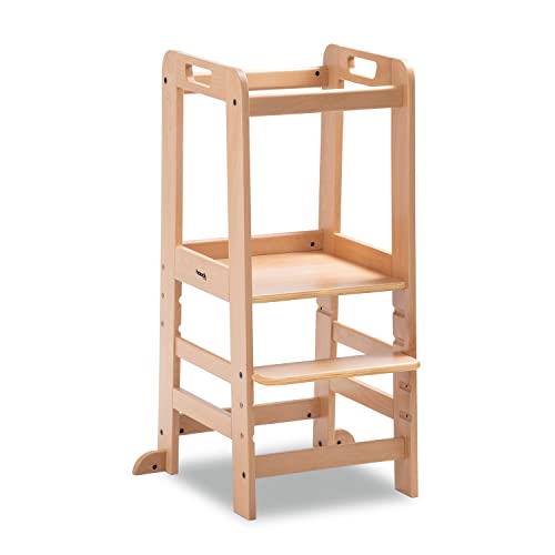 Hauck Lernturm Learn N Explore, FSC Zertifiziertes Buchenholz, Höhenverstellbar, Stabil Robust, Montessori Lernturm ab 1 Jahr für Küche Tisch Bad (Black) im Sale