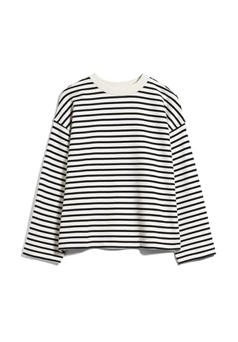 ARMEDANGELS Damen Sweatshirt aus Bio-Baumwolle FRANKAA MAARLEN Stripe Oversized Fit Undyed-Crushed Berry im Sale