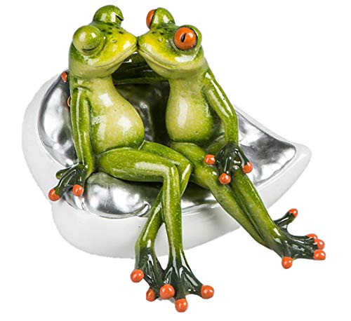 Formano 717689 Dekofigur lustiges Froschpaar küssend auf einem Stuhl | Dekofrosch lustig witzig 15cm im Sale