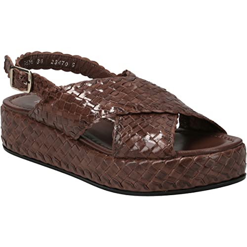 Pons quintana Damen Sandalen Forli Sandale Glattleder Fußbett Bequem Freizeit uni Damen Sandale Keilabsatz Leder braun im Sale