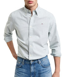 Thumbnail for GANT Herren REG Oxford Banker Stripe Shirt Hemd, DEEP Forest Green, im Sale