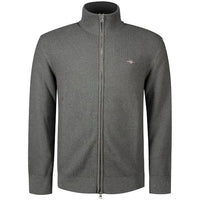 Thumbnail for GANT Herren Cotton Micro Textured Zip Cardigan Strickjacke, Evening Blue, im Sale
