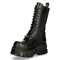 Thumbnail for New Rock Stiefel M-MILI211C-C1 Unisex Military Metallisch Schwarz Schnürschuhe 100% Leder Techno Biker 43 im Sale